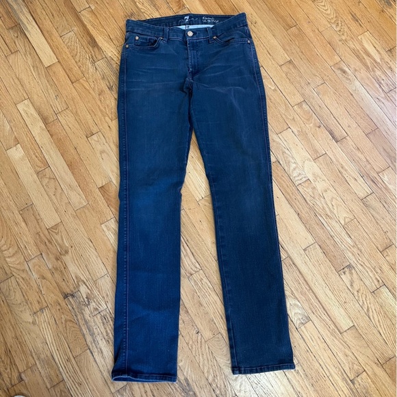 7 For All Mankind Faded Black Kimmie Straight Leg Stretch Denim Jeans - Picture 6 of 11